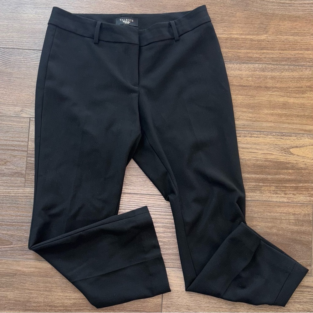 Talbots Women’s Modern Fit Black Pants Size 12P Straight Leg Zip Career Trousers